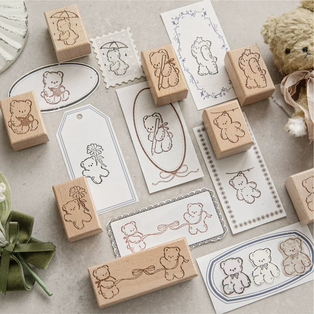 Beech wood rubber stamp design and scale detail