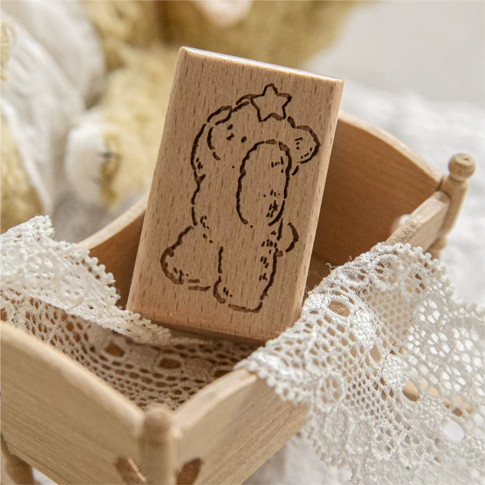 Wooden bear stamp journaling and paper craft example