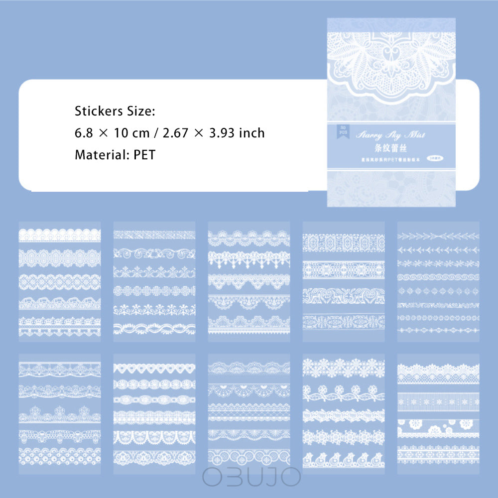 20 Sheets PET Lace Stickers Book XCLS