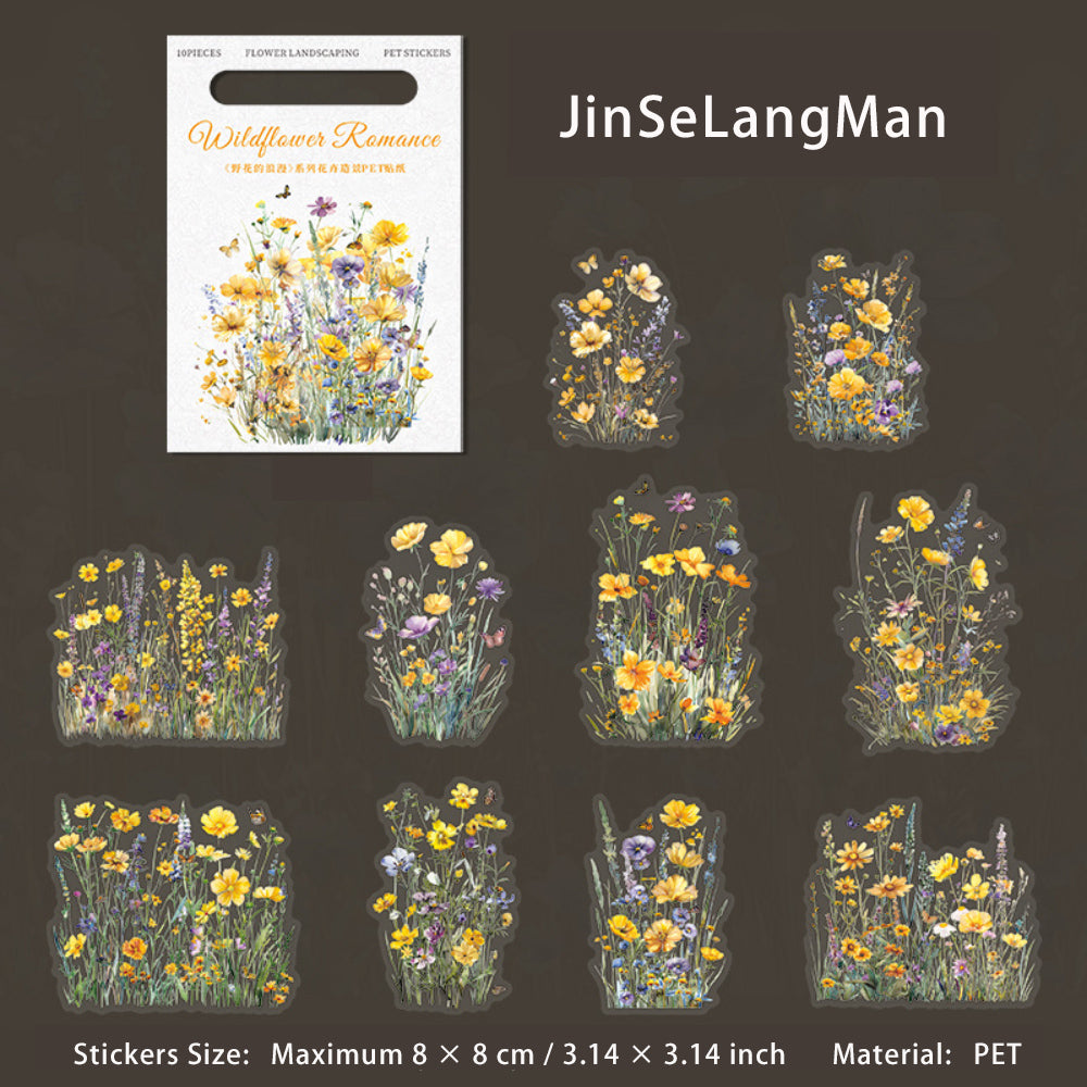 10 Pcs Wildflower PET Stickers YHDLM