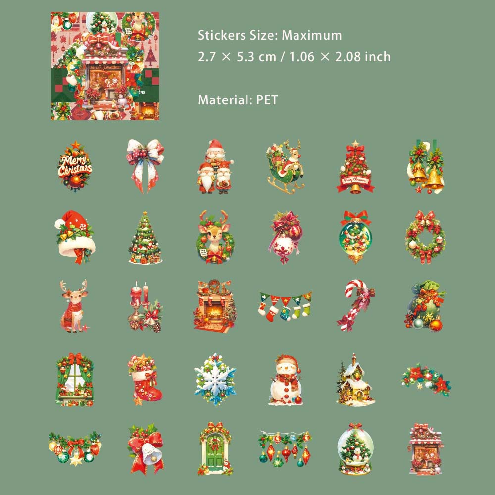 30 Pcs Christmas Themed PET Stickers SDKL