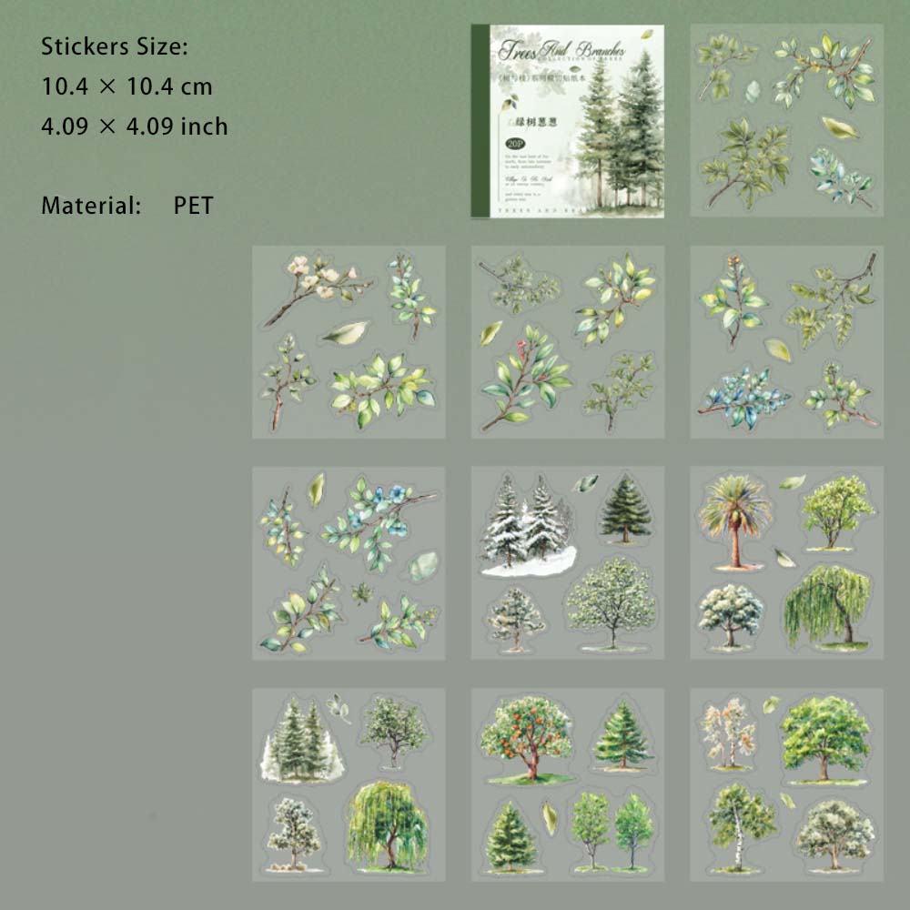 20 Sheet Tree Branches PET Stickers Book SYZXL