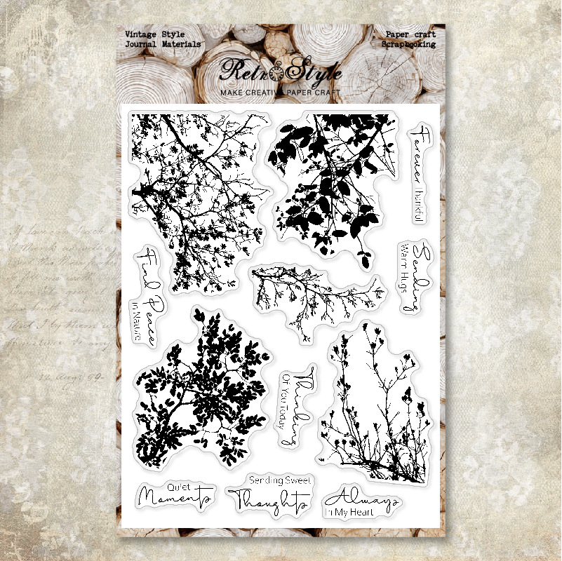 Botanical branches and sentiments silicone stamp set