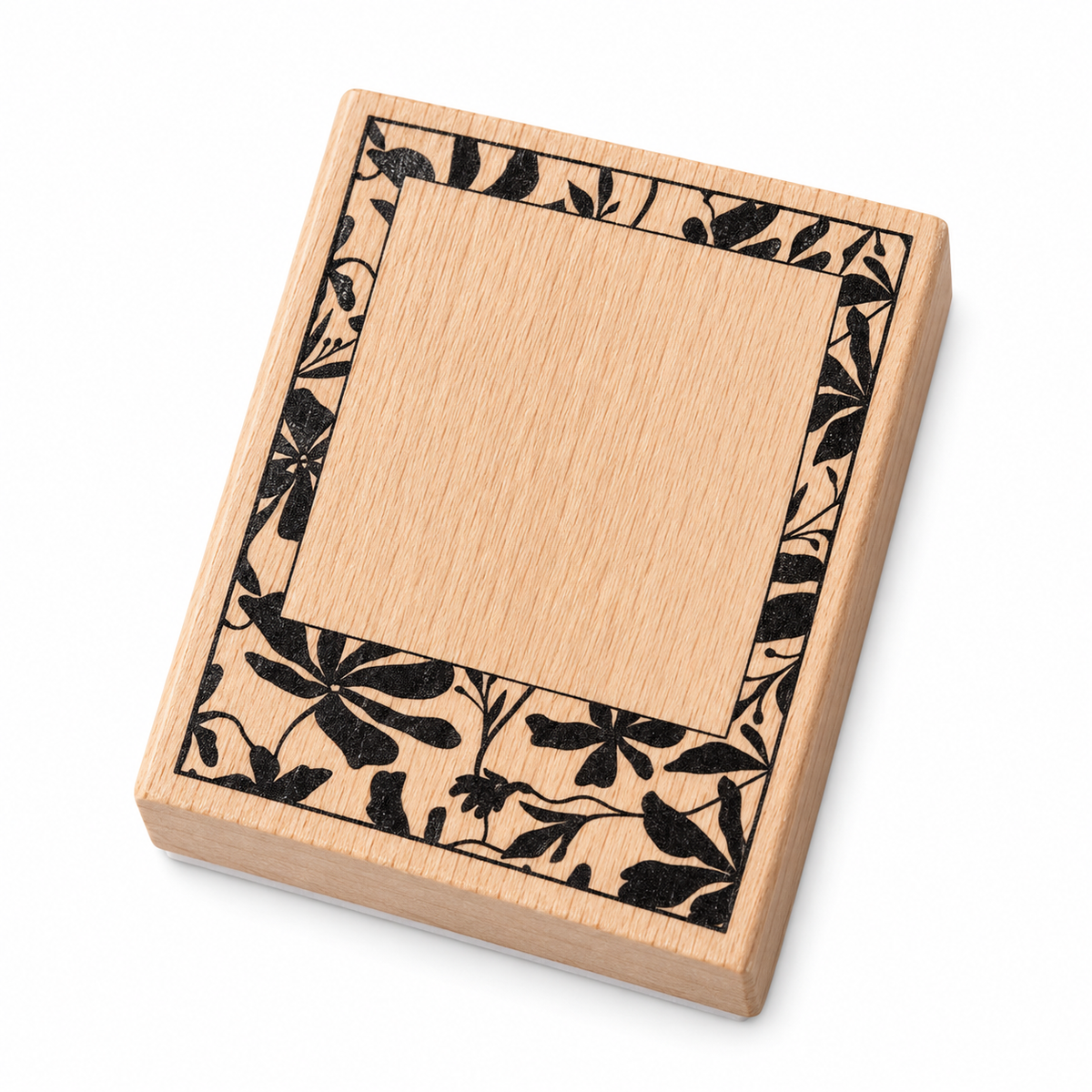 Botanical Rectangle Frame Wooden Stamp on a white background