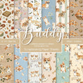 Buddy corgi scrapbook paper pad cover with coordinated dog patterns