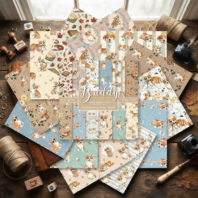 Buddy corgi decorative cardstock sheets detail