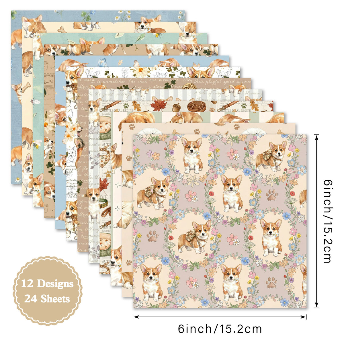 Buddy corgi 6 inch scrapbook paper pad product details