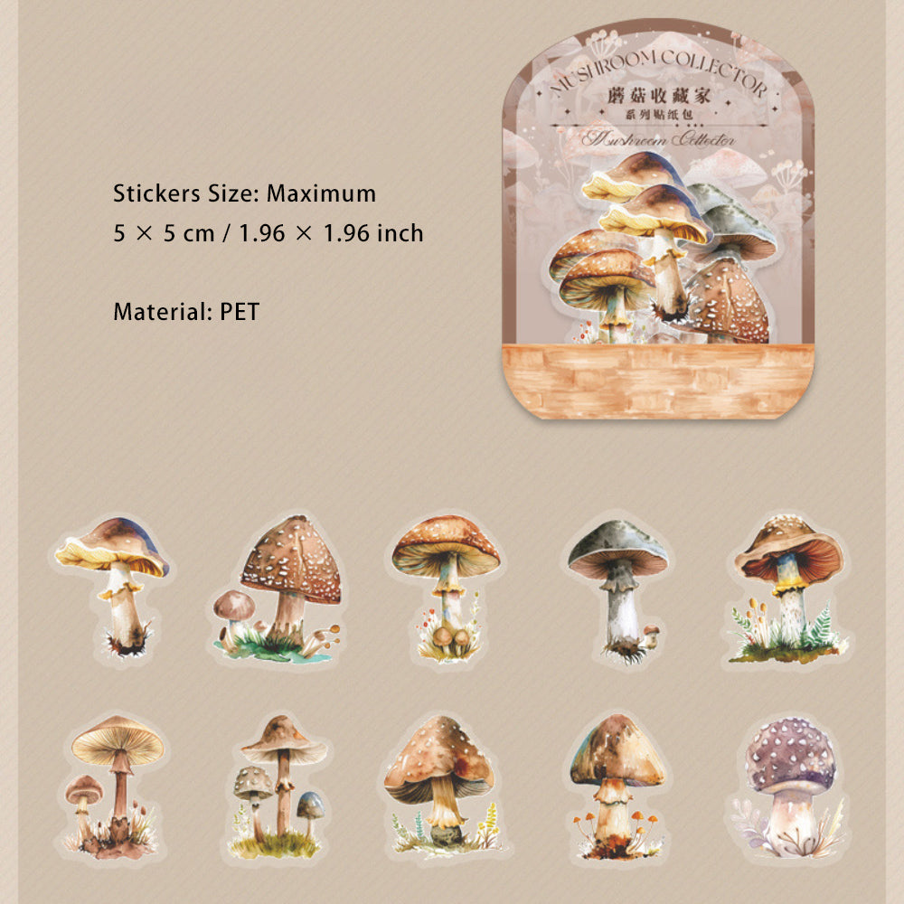 20 Pcs PET Mushroom Stickers MGSCJ