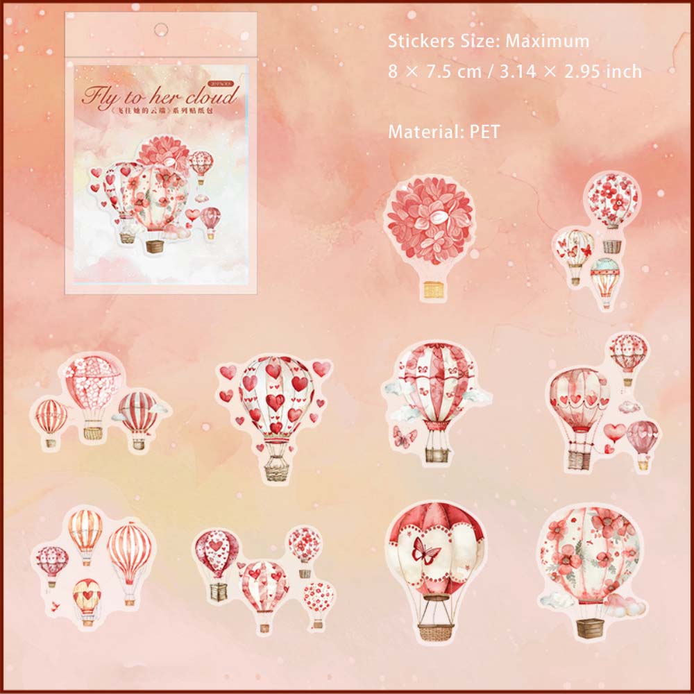 20 Pcs Hot Air Balloon PET Stickers FWTDYD