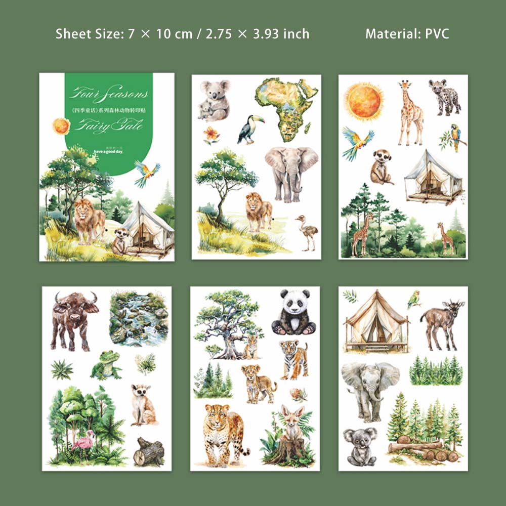 5 Sheets Forest Animal Transfer Stickers SJTH