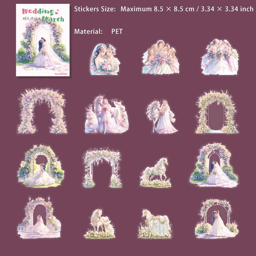 15 Pcs Wedding Theme PET Stickers HLJXQ