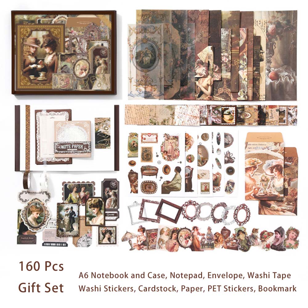 140 Pcs Vintage Junk Journal Supplies Gift Set FGNJ