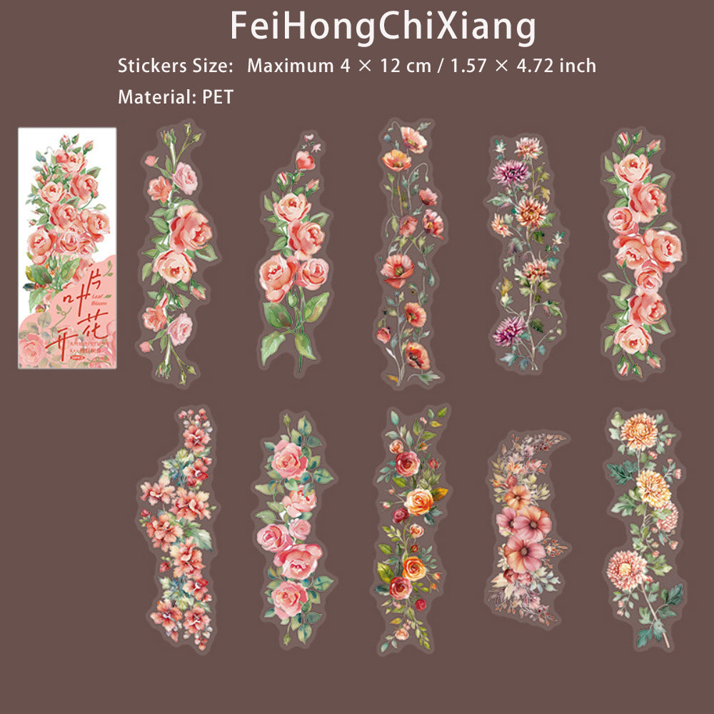20 Pcs Flowers PET Stickers YPKH