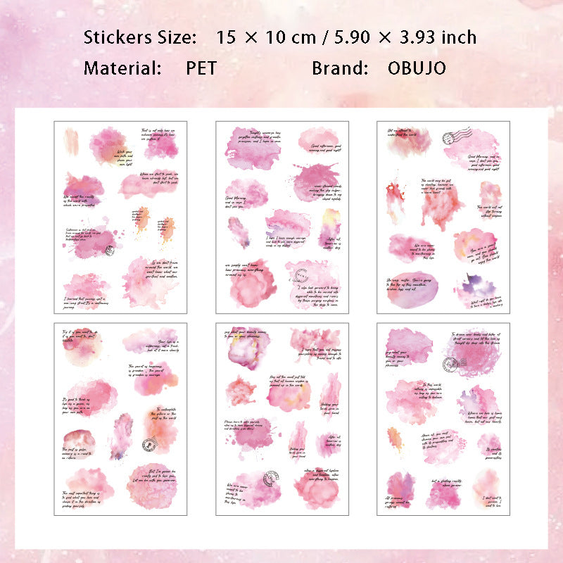 6 Sheets Watercolor Splash PET Stickers CXLG