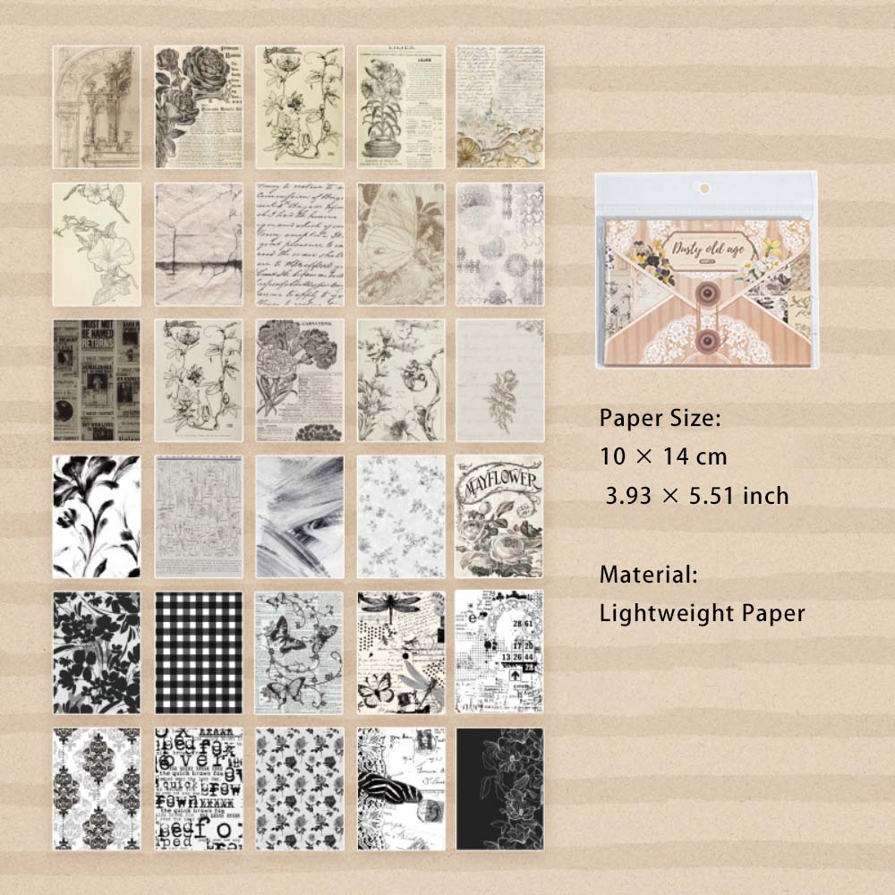 60 Sheets Vintage Scrapbook Paper WSSJ