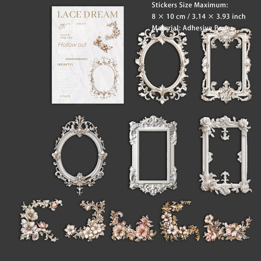 10 Pcs Flower and Frame Stickers HBMJ