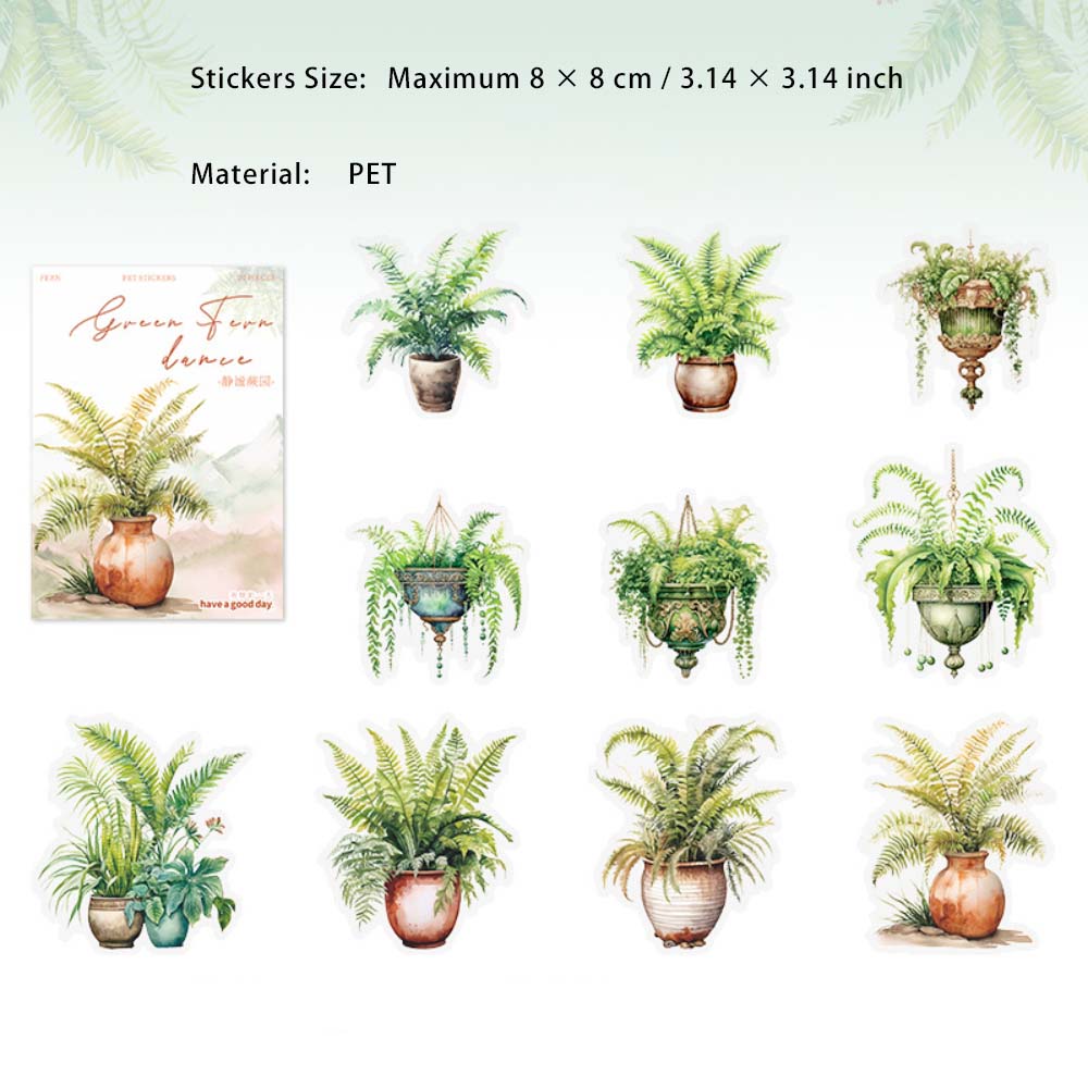 20 Pcs Ferns Theme PET Stickers LYJW