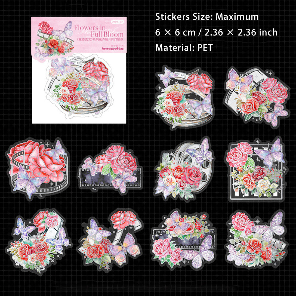 20 Pcs Flowers PET Stickers HZLG