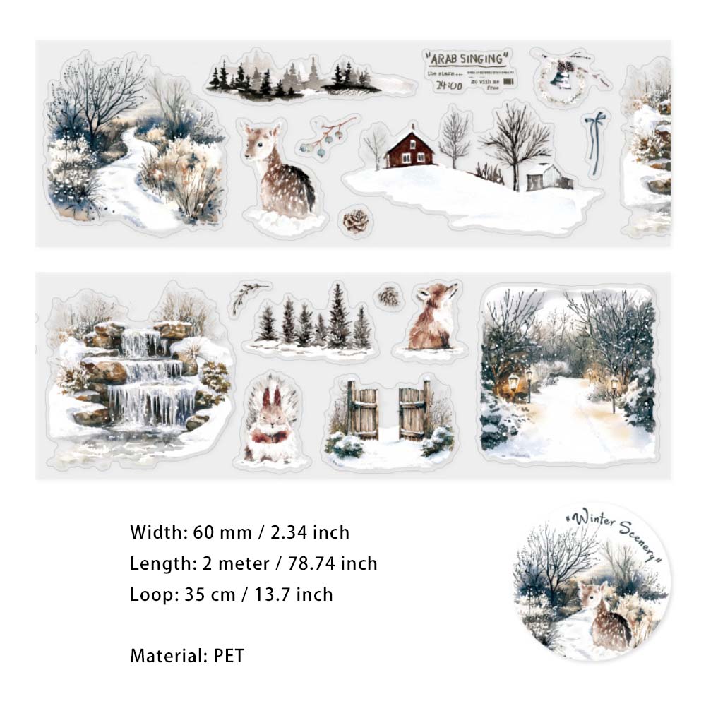 1 Roll Winter Landscape PET Stickers Tape DRXJ