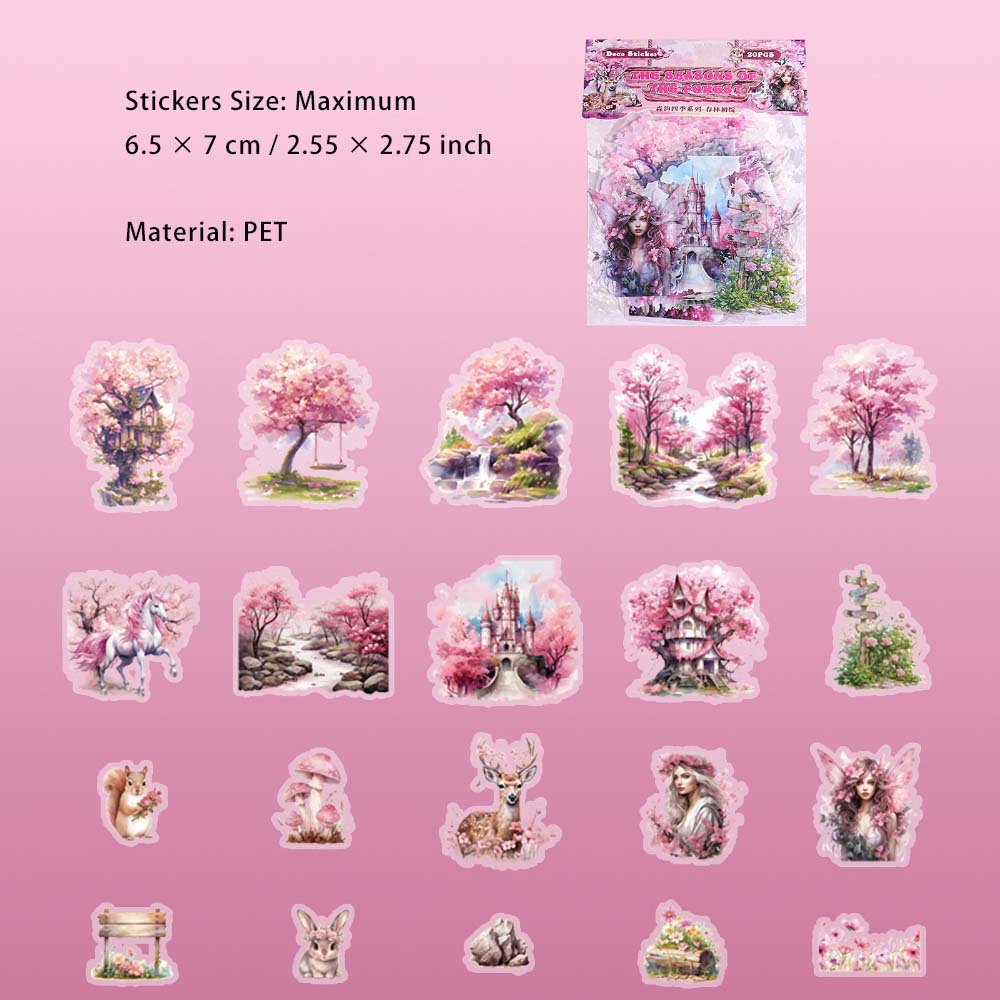 20 Pcs Seasonal Forest PET Stickers SYSJ