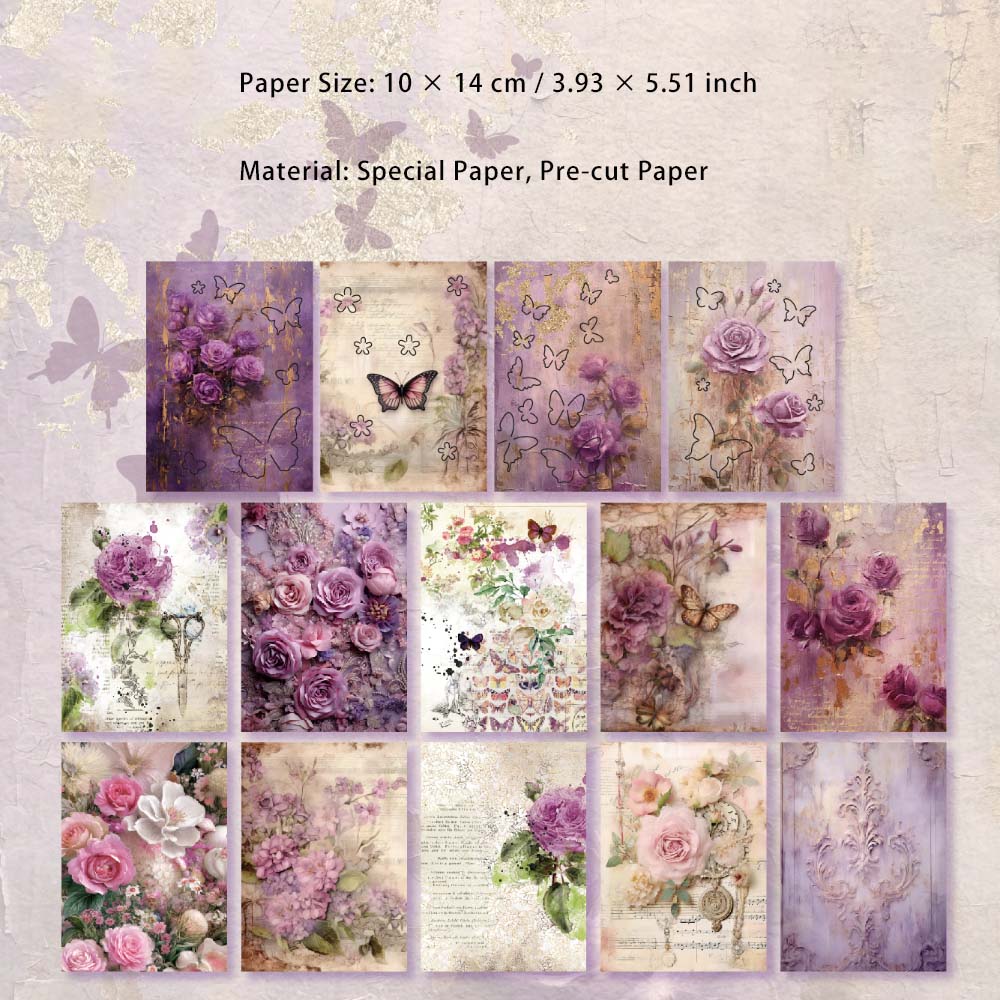 24 Sheets Vintage Floral Scrapbook Paper HJPX