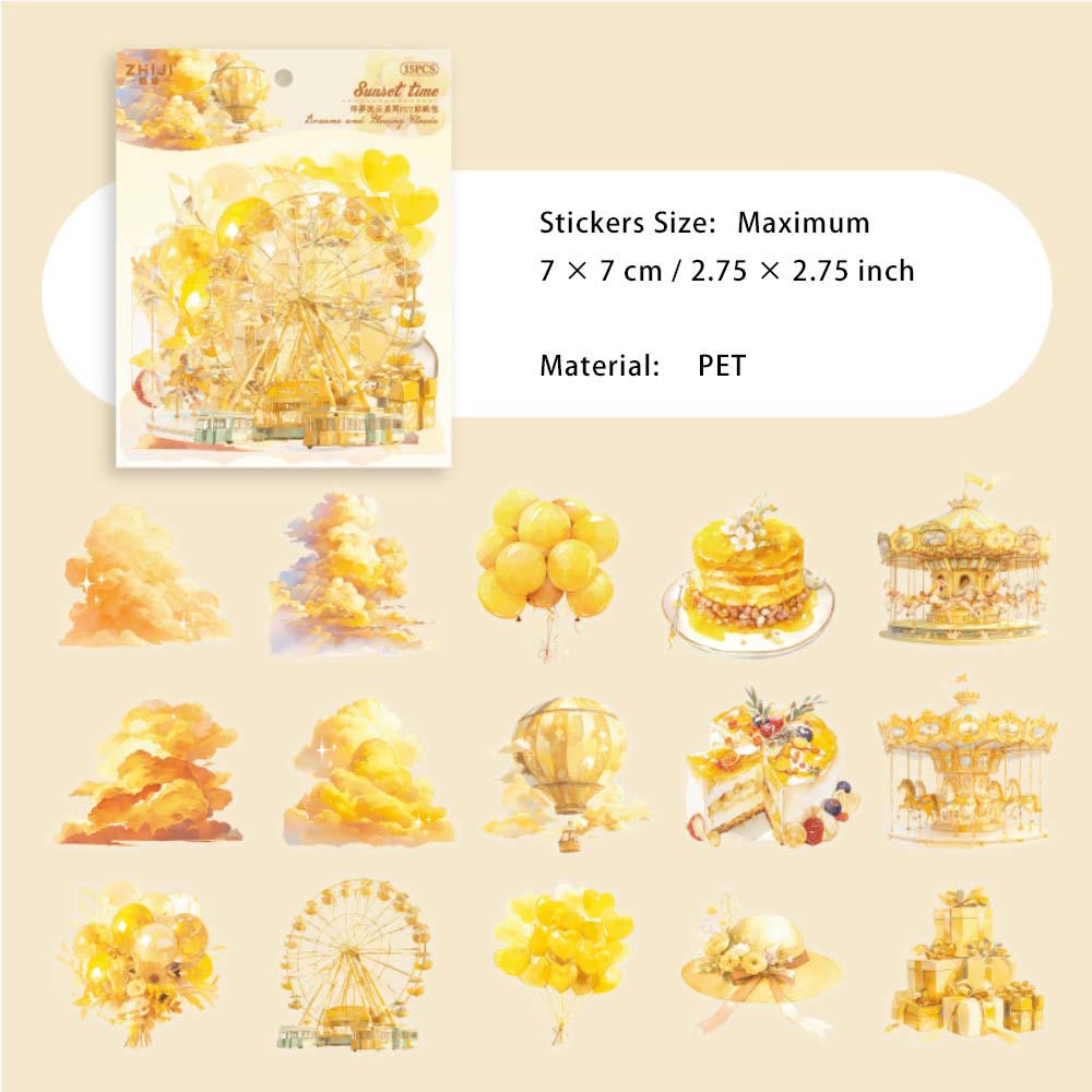 15 Pcs Fantasy Festival Theme PET Stickers FMLY
