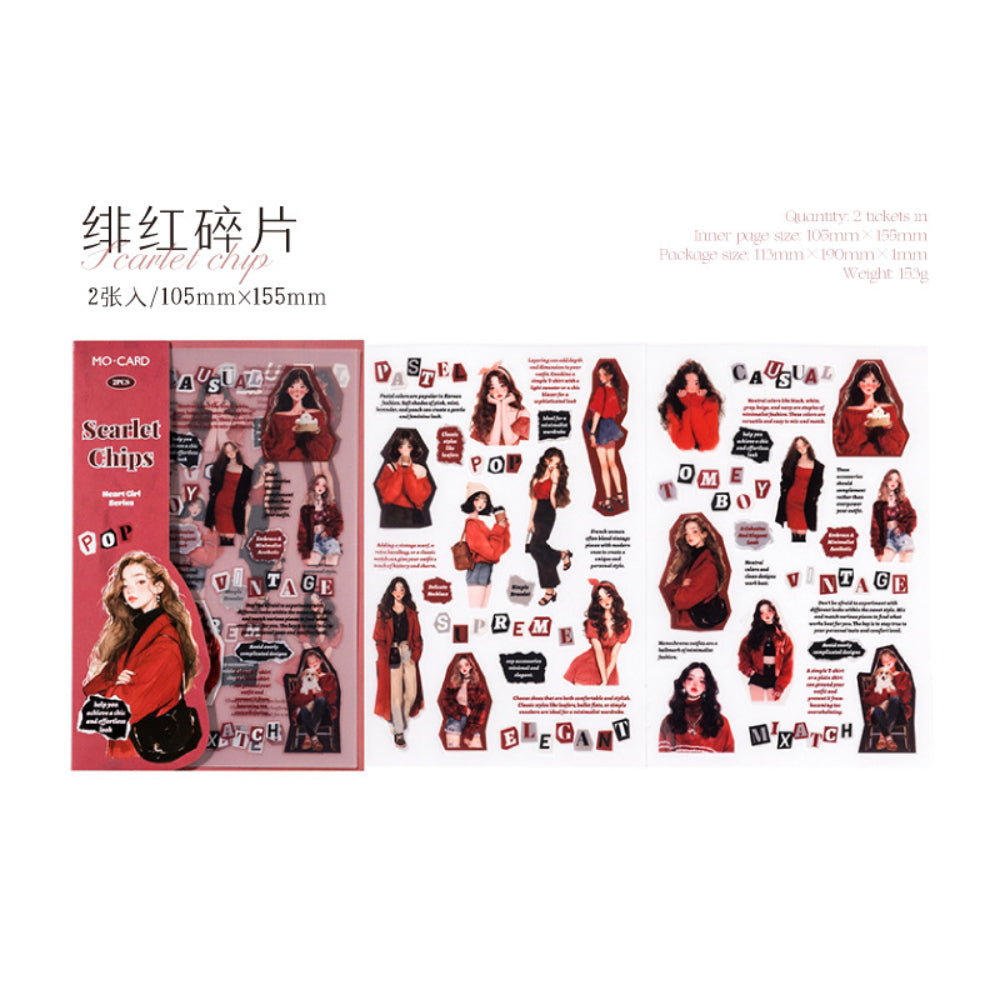 2 Sheet Fashin Girl PET Stickers XDSNZ