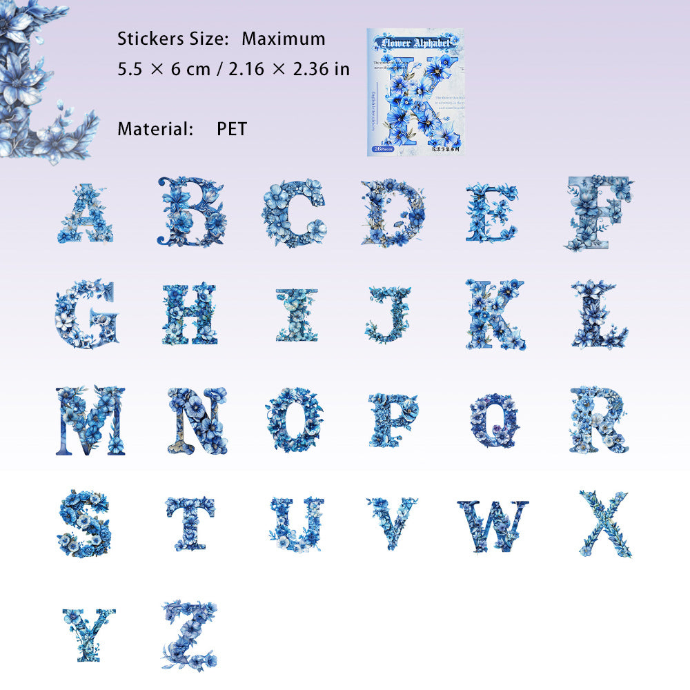 26 Pcs Alphabet Letter PET Stickers HYZJ