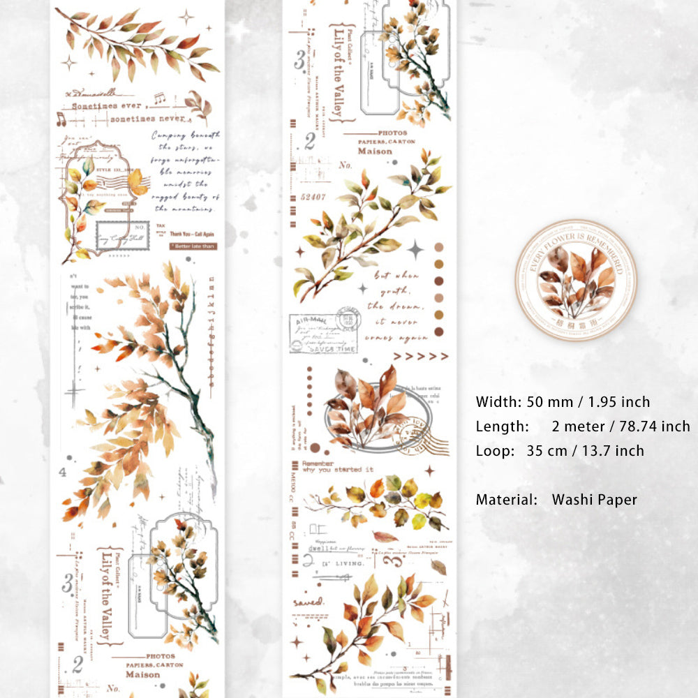 1 Roll Branches and Leaves Washi Tape NZFX