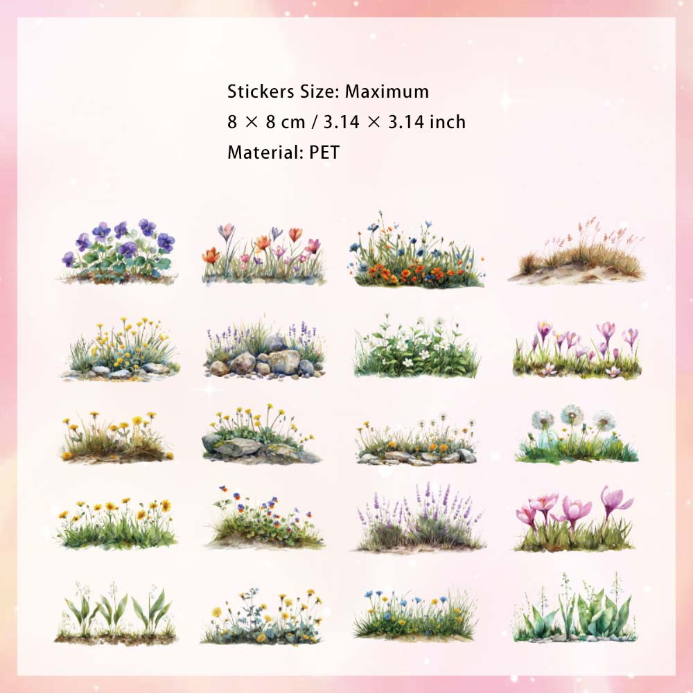 20 Pcs Wild Grass PET Stickers LYFZ