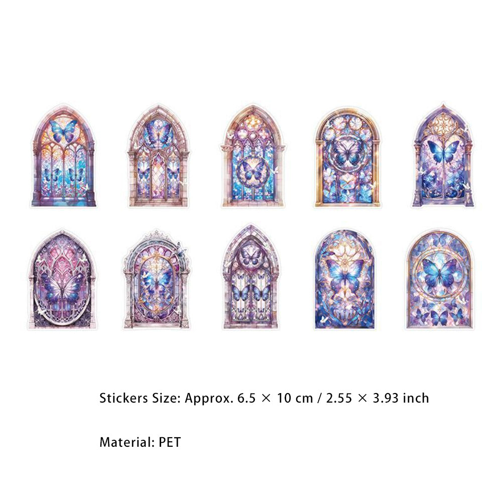 10 Pcs Glitter Windows PET Stickers ZYMJ