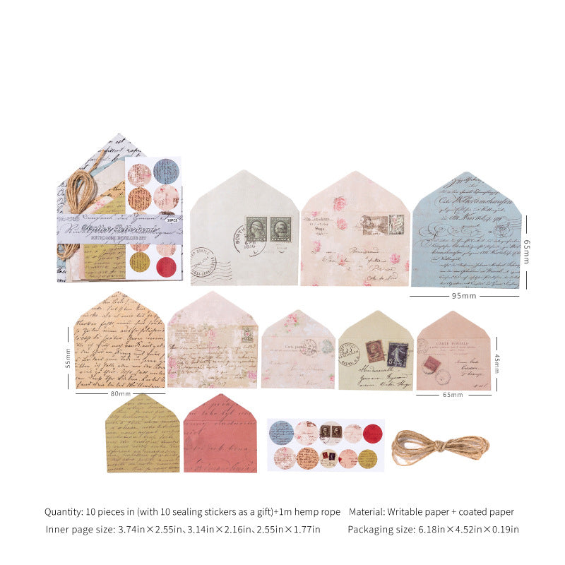 10 Pcs Pocket Envelope and Stickers Kit YJSG