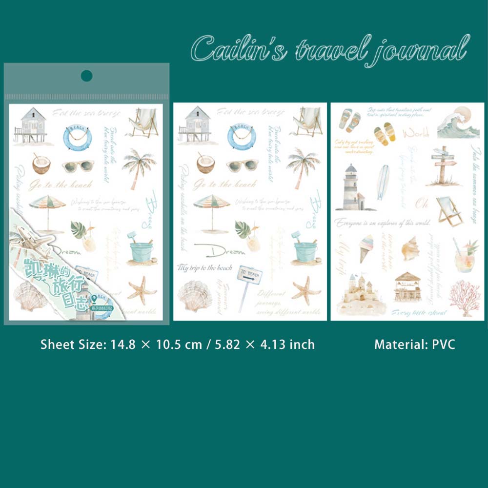 2 Sheets Travel Themed PVC Tramsfer Stickers KLDLV