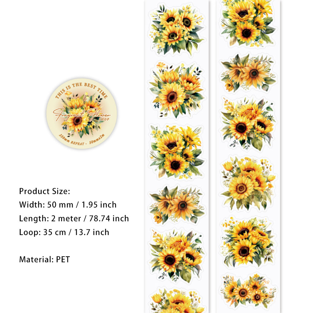 1 Roll Die-cut PET Flower Stickers Tape FFHP