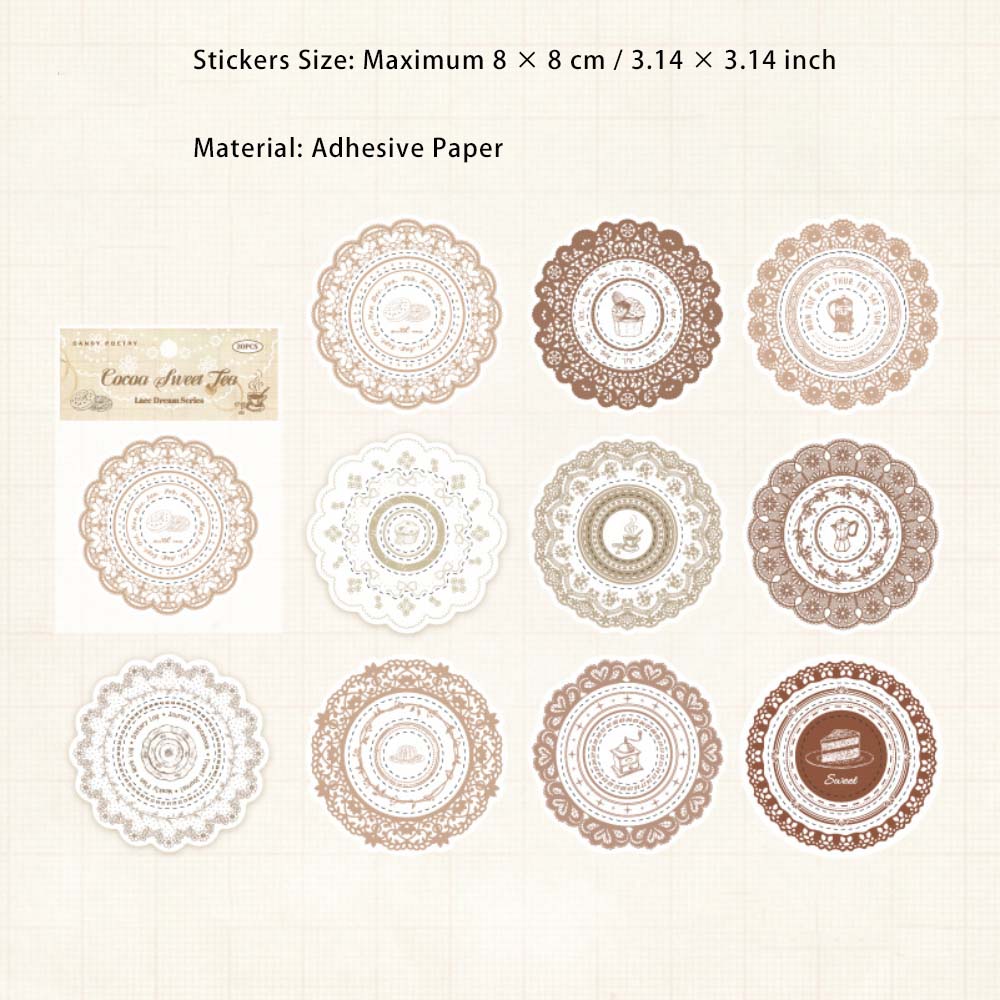 20 Pcs Lace Round Frame Stickers LSMJ