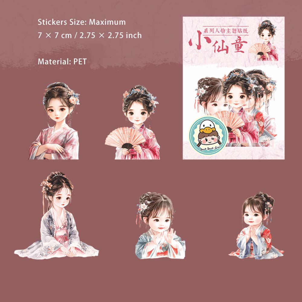 10 Pcs Classic Girl PET Stickers XXTX