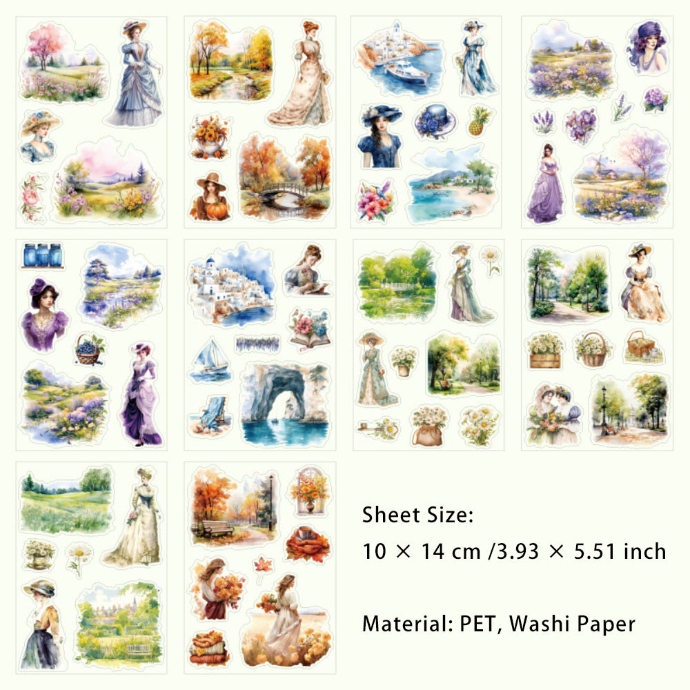 20 Sheets PET Garden Stickers Book YYHT