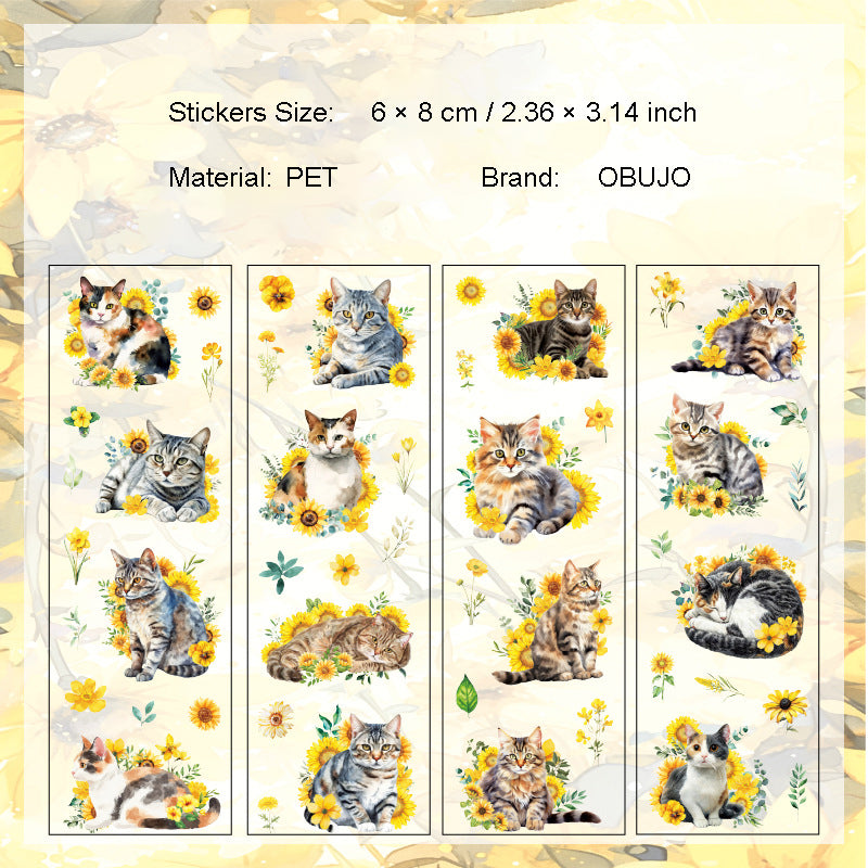 4 Sheets Cat PET Stickers MMXH