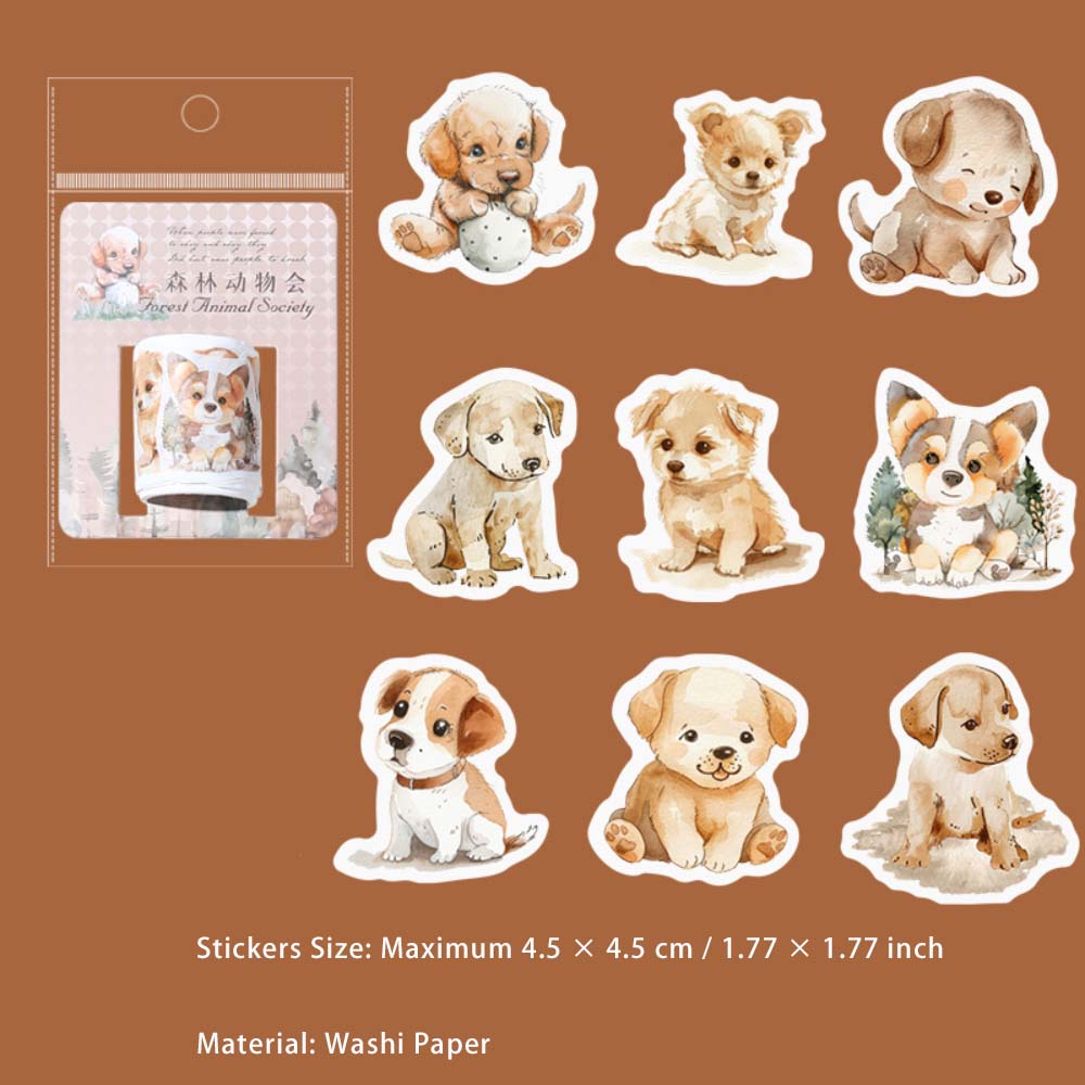 45 Pcs Forest Animal Washi Stickers SLDWH