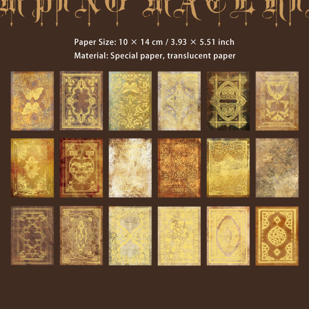 36pcs Vintage Gold Foiled Scrapbook Paper MHSJ