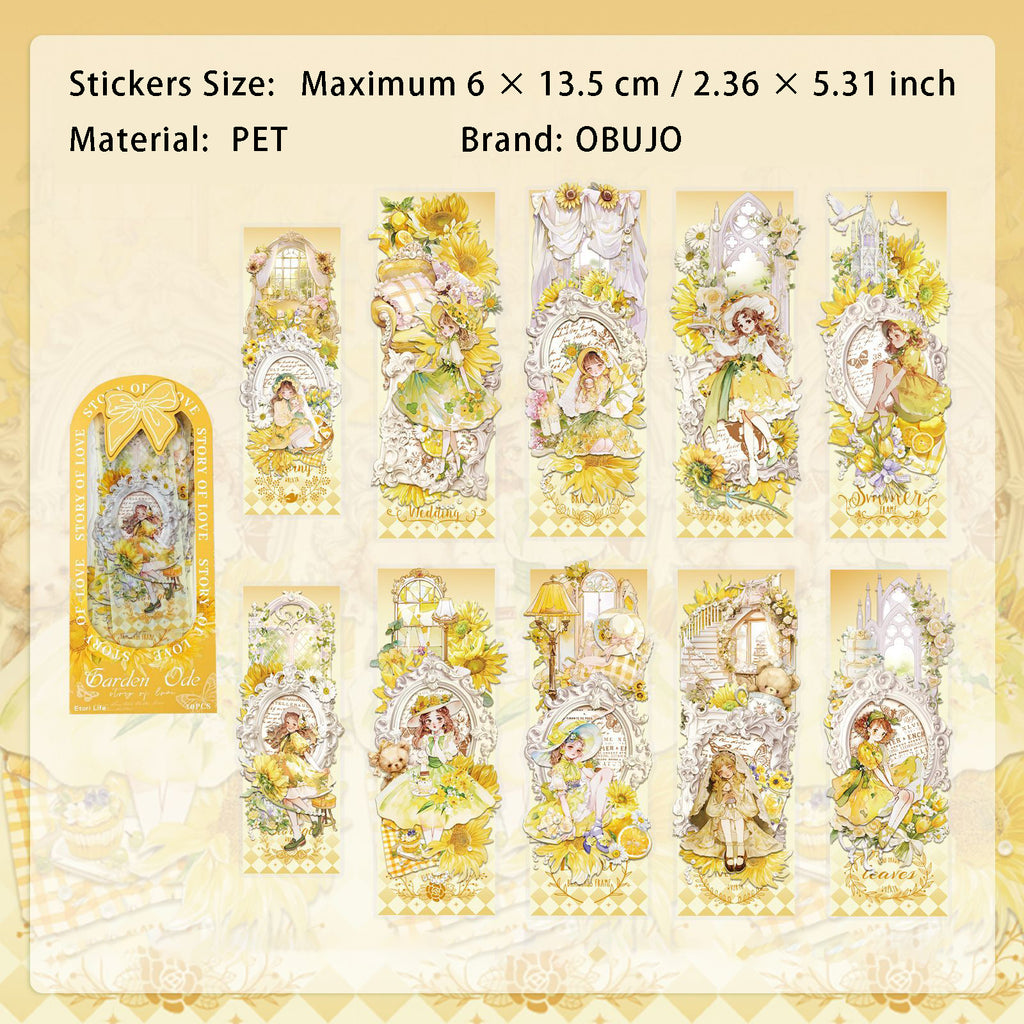 10 Pcs Floral Girl PET Stickers HYSG