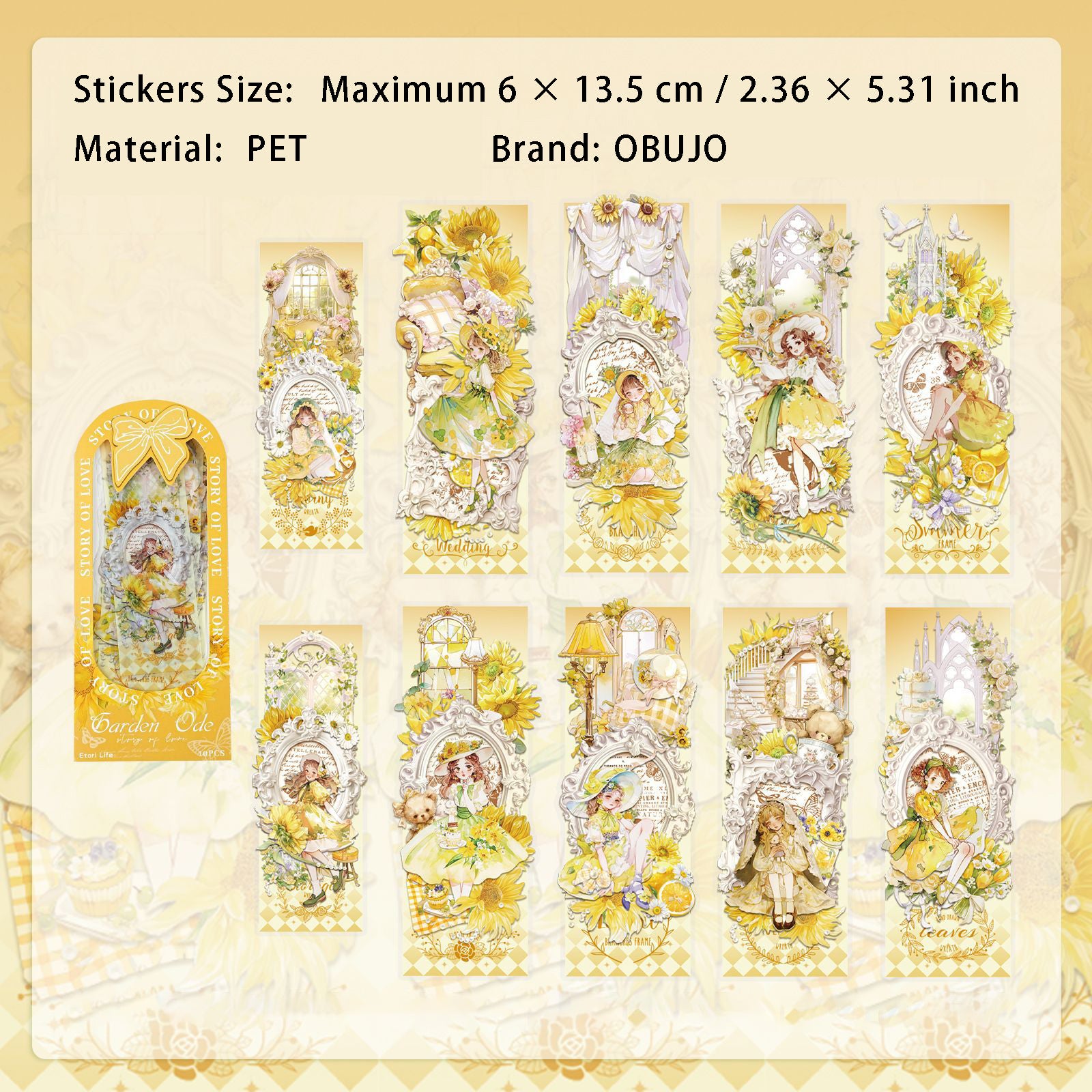 10 Pcs Floral Girl PET Stickers HYSG