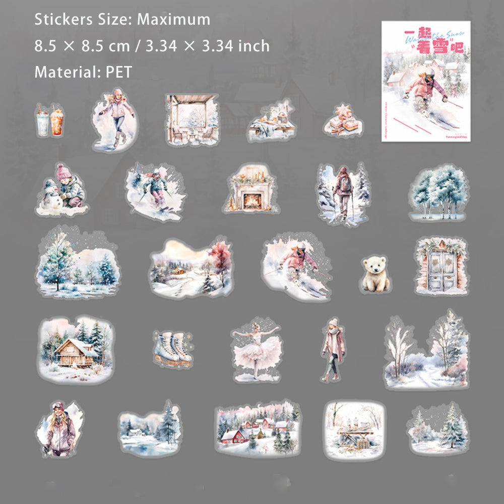 25 Pcs Winter Travel PET Stickers YQKXB