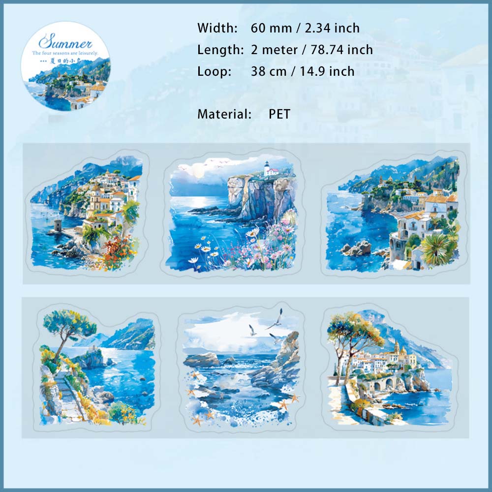 1 Roll Seasonal Wild Landscape PET Stickers Tape SJYY