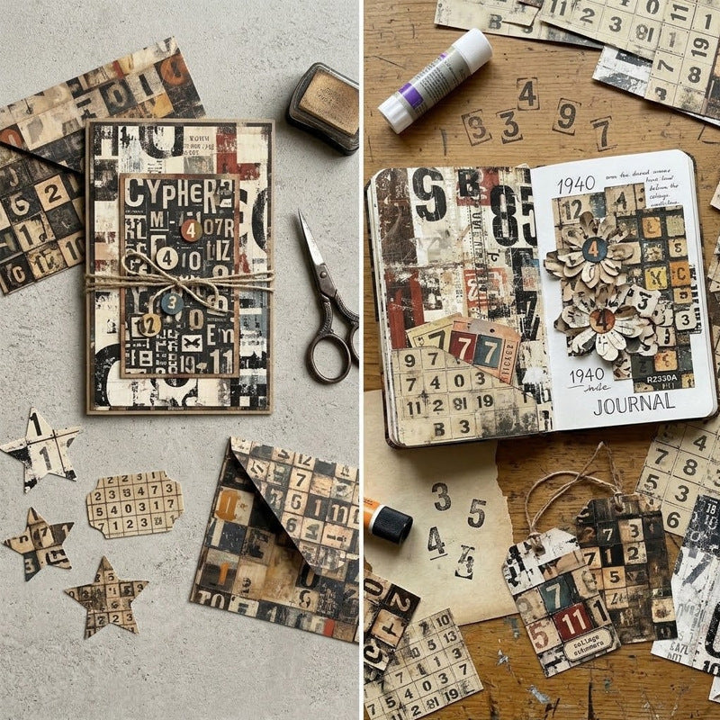 Cipher distressed typography scrapbook paper patterns