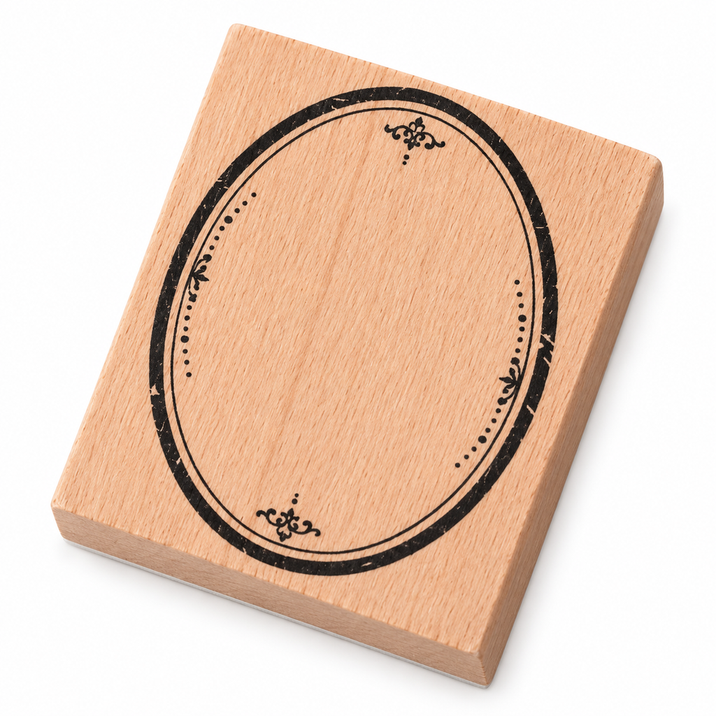 Classic Oval Frame Wooden Stamp on a white background
