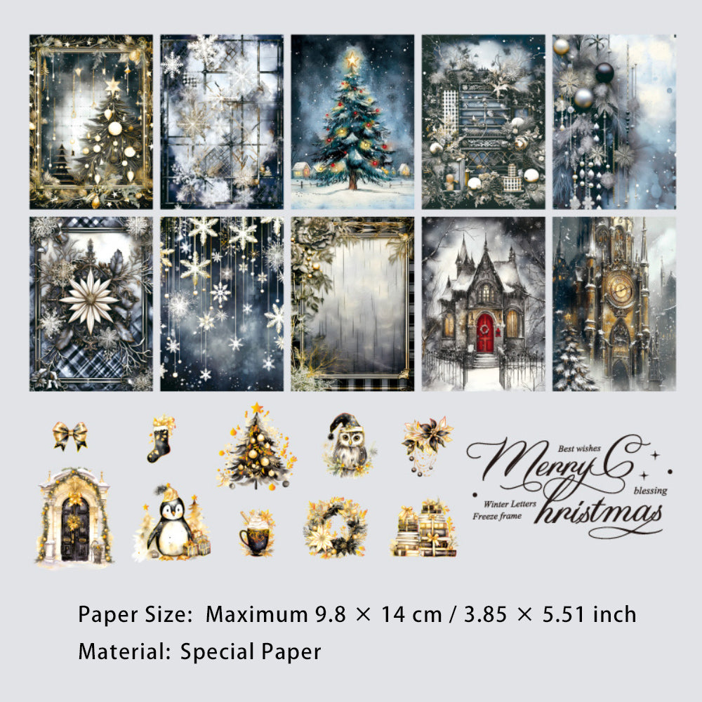 30 Pcs Christmas Postcard and PET Stickers DTDLX