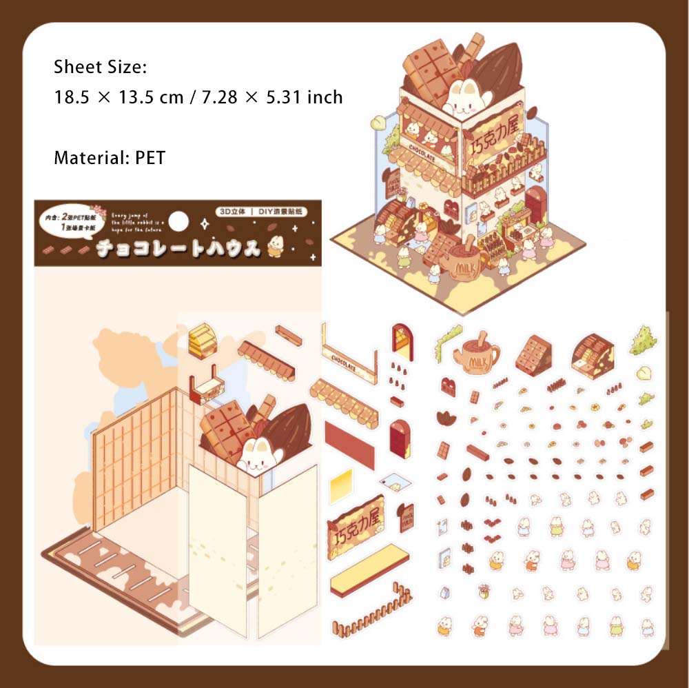 3 Sheets Baking Themed 3D Effect PET Stickers TBNN