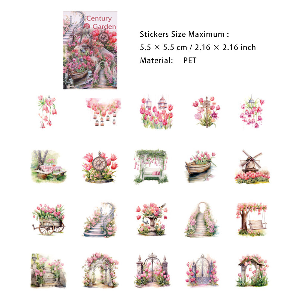 40 Pcs Garden Themed PET Stickers SJHY