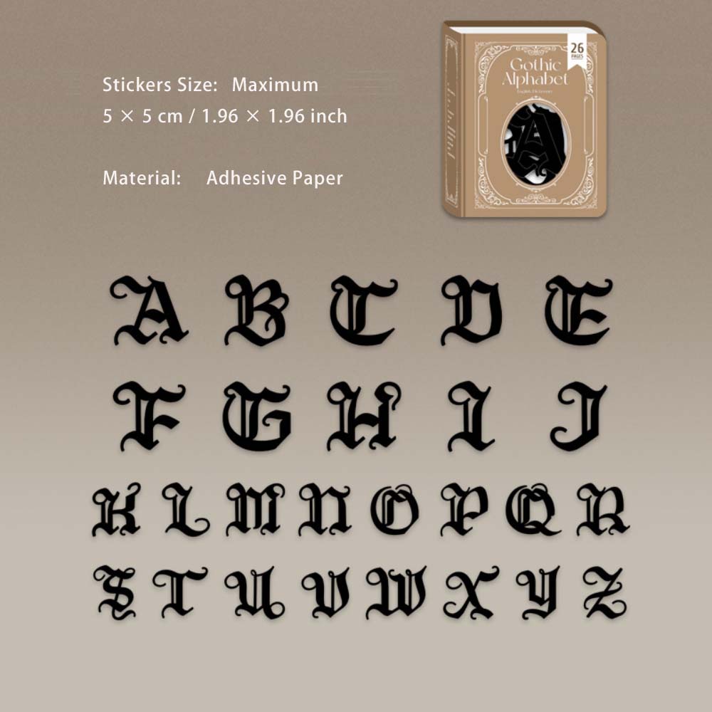 26 Pcs Black Alphabet Stickers YWZD